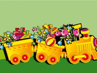 trenino con fiori e regali – train with flowers and gifts