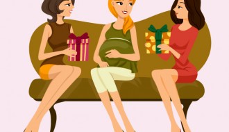 donna incinta con amiche – pregnant woman with friends