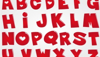 alfabeto rosso con cuori – red alphabet with hearts