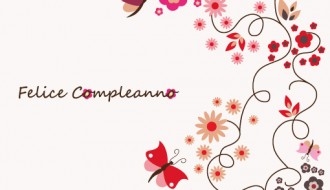 felice compleanno fiori e farfalle – happy birthday with flowers and butterflies