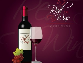 bottiglia vino rosso, uva, bicchiere – redwine bottle