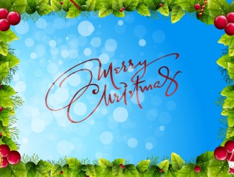 cornice Natale – Christmas Frame on Blue Background