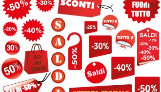 saldi, sconti – red sale labels