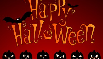 Halloween, 6 zucche, pipistrelli – Happy Halloween, pumpkins, bats