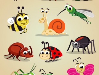 12 insetti – cartoon bugs icon set
