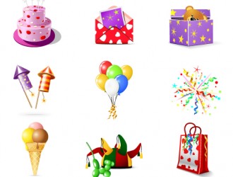 9 icone festa compleanno – birthday party icons