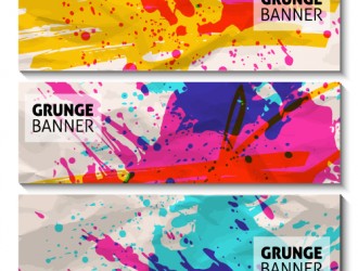 3 grunge watercolor banners – grunge banner colorati