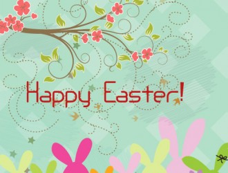 Pasqua conigli ramo fiori – Happy Easter rabbits