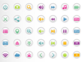 35 bottoni media player – colorful media player buttons