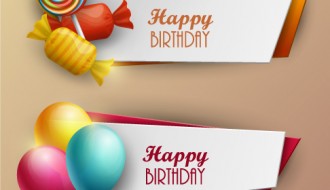 2 banner compleanno – sweets, balloons, happy birthday
