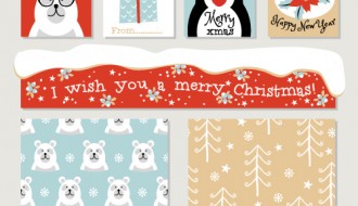 etichette, pattern, Natale – holidays labels, seamless patterns