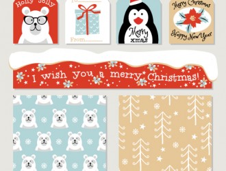 etichette, pattern, Natale – holidays labels, seamless patterns
