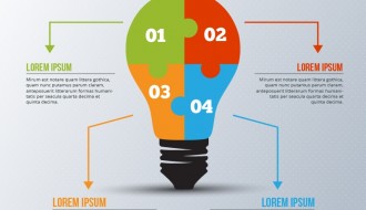 infografica con lampadina puzzle – light bulb puzzle infographic