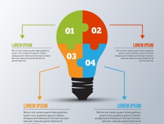 infografica con lampadina puzzle – light bulb puzzle infographic