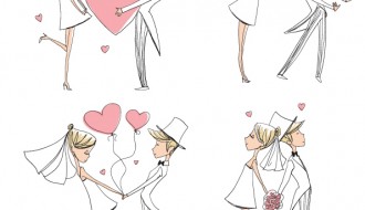 4 coppie sposi – hand drawn bride and groom