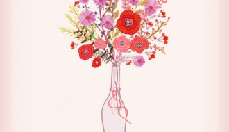 mazzo fiori in bottiglia – watercolor flowers with bottle