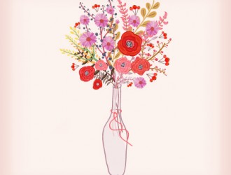 mazzo fiori in bottiglia – watercolor flowers with bottle