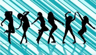 sagome ballerine – dancing girls silhouettes with striped background