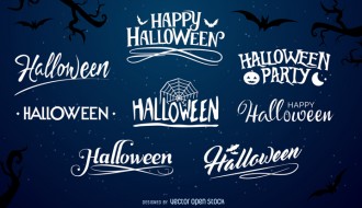 scritte, font Halloween – typography label set