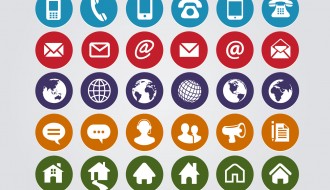 30 icone rotonde contatti – round web contact icons set