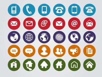 30 icone rotonde contatti – round web contact icons set