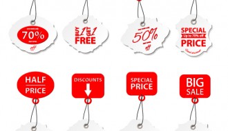 8 etichette saldi – red and white sales tags