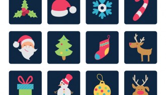 12 icone Natale sfondo nero- Christmas icons
