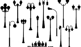 sagome lampioni – retro street lights silhouettes