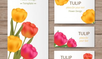 biglietti con tulipani sfondo legno – floral cards with tulips on wood texture