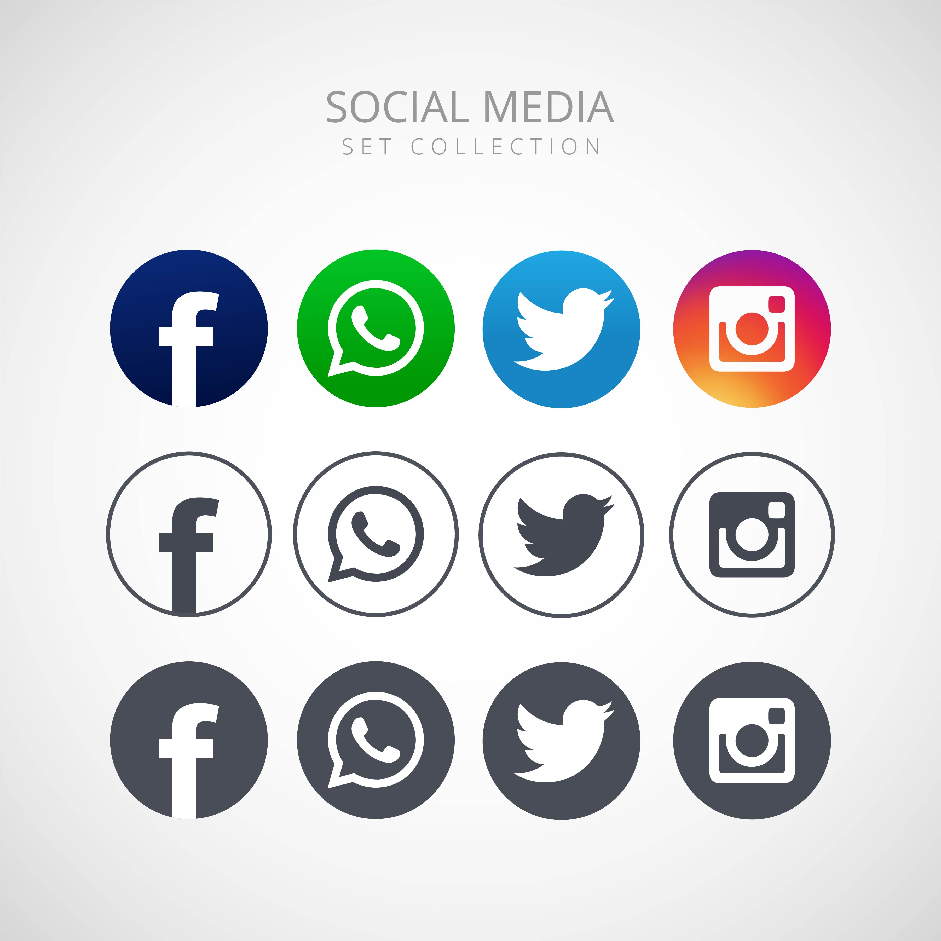 12 Icone Social Facebook Instagram Whatsapp Twitter Vettoriali Gratis It Free Vectors