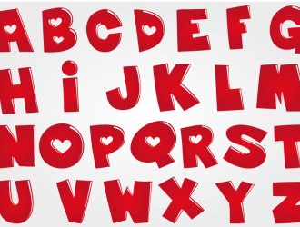 alfabeto rosso con cuori – red alphabet with hearts