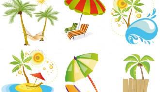 estate, palme, ombrellone – summer elements
