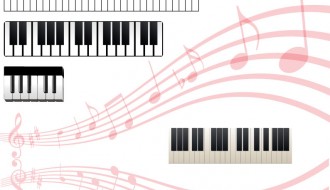 4 tastiere piano con pentagramma – music keyboards