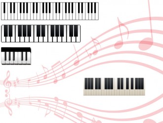 4 tastiere piano con pentagramma – music keyboards