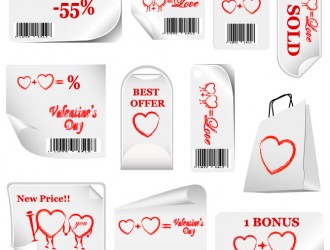 Targhette San Valentino – Valentine Sticker Bar Codes Hearts