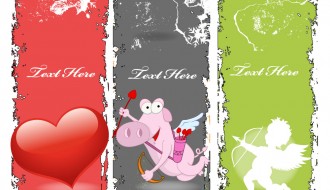 3 banner San Valentino – grunge Valentines banners