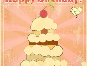 happy birthday vintage card – torta compleanno