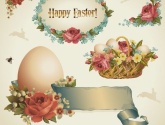 Easter elements eggs flowers – cesto uova Pasqua