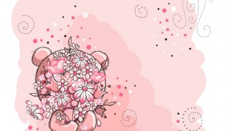 orsetto con fiori – bear with pink flowers