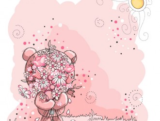 orsetto con fiori – bear with pink flowers