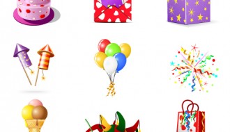 9 icone festa compleanno – birthday party icons