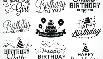9 loghi – happy birthday black logos