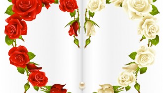 cuore con rose rosse e bianche – red and white rose heart