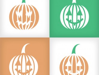 4 zucche Halloween icone – Halloween pumpkins icons