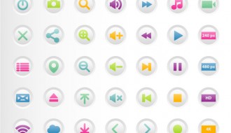 35 bottoni media player – colorful media player buttons