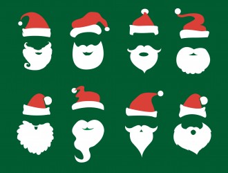 8 sagome Babbo Natale barba, cappello – Santa Claus beard, hat set