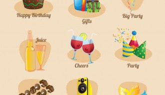 9 icone feste – party icons
