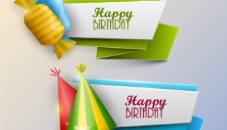 2 banner compleanno – happy birthday banner, candy, hat