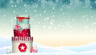 sfondo neve, scatole Natale – Chrishtmas gift box winter snow background