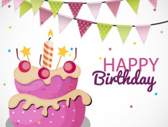 torta compleanno, bandierine – cartoon birthday cake, color balloons